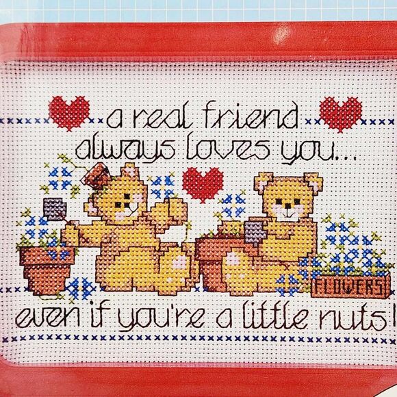 DMC Good Shepherd A REAL FRIEND 83670 Counted Cross Stitch Kit w/Frame Bears - Picture 2 of 6